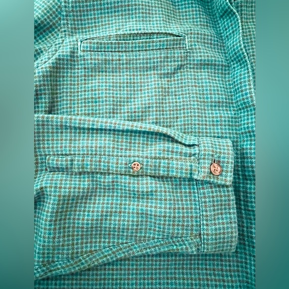 L.L.Bean Vintage Flannel Micro Plaid Teal Blue Large Women’s Shirt Shacket - Picture 6 of 16